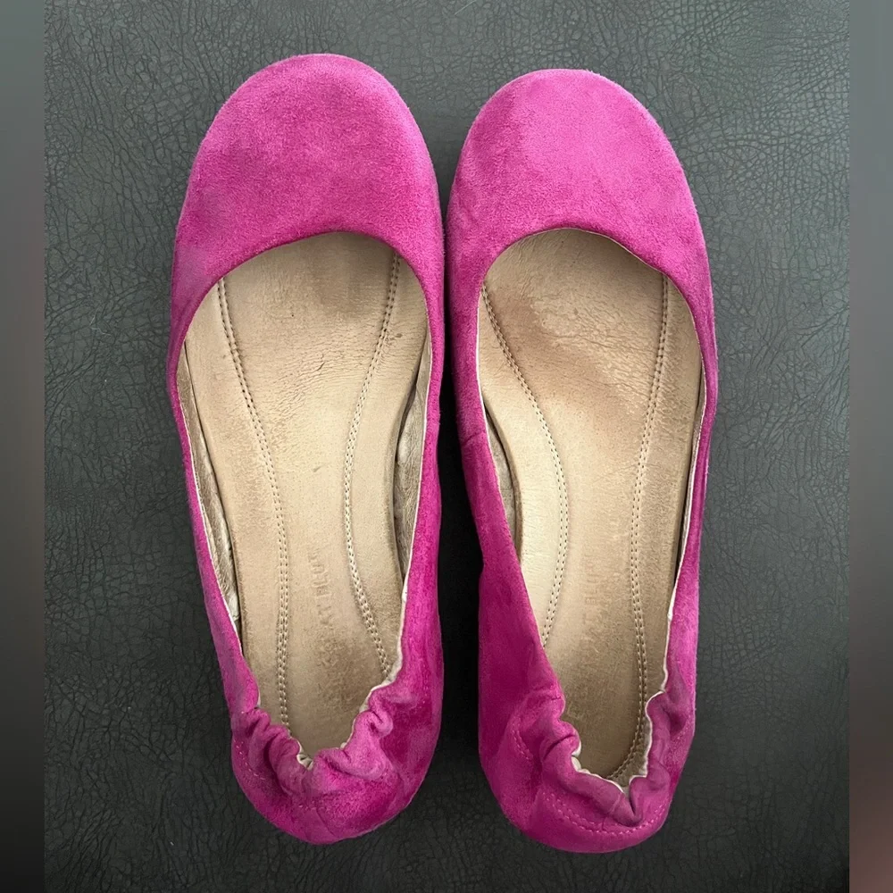 Chocolate Blu Suede Fuschia Virgo Ballet Wedge Shoes